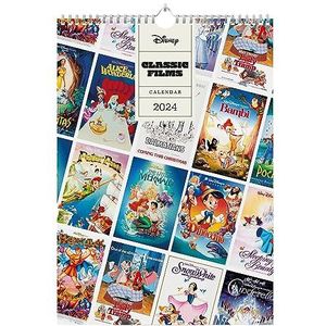 Grupo Erik A3 Kalender 2024 Disney Classic Film - Wandkalender 12 maanden - Familiekalender - 29,7x42 cm
