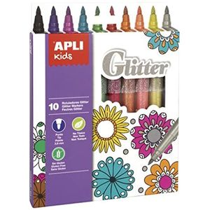 APLI Kids 18218 - Glitter Marker Pennen 10 u.,Eén maat,Multi kleuren
