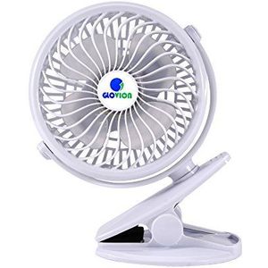Glovion Clip Kinderwagen Baby Fan - USB oplaadbare draagbare ventilator voor buiten (wit)