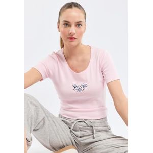 Armor Lux Lichtgewicht katoenen T-shirt met korte mouwen en ronde hals voor dames, Fairytale Seri.faience, L