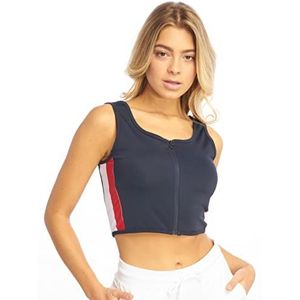 Urban Classics Dames Side Stripe Cropped Zip Top, meerkleurig (Navy/Fire Red/White 01224), XS