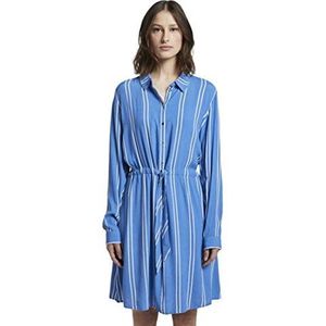 TOM TAILOR Denim Dames Gestreepte mini-blousejurk 1017036, 21580 - Blue White Stripe, L