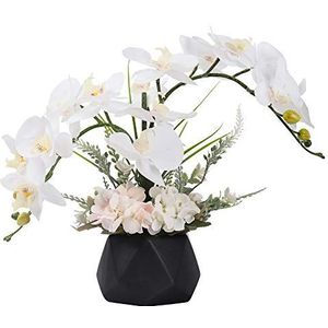 LESING Kunstbloemen ochideeën planten neporchidee in pot kunstbloemen met vaas Orquidea faux orchidee voor thuis binnendecoratie (stijl 2, zwarte vaas)