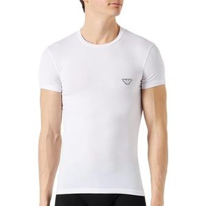 Emporio Armani Heren T-shirt met korte mouwen Shiny logo band, wit, XL