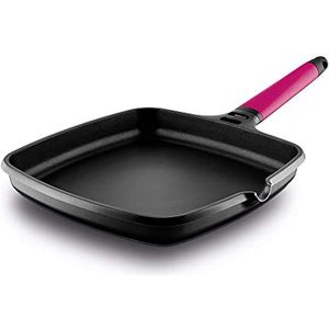 Fundix Castey Induction Flat Pan met afneembaar handvat, 27 x 27 cm, gegoten aluminium roze, 27 x 21 x 30 cm