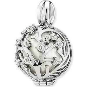 Engelsrufer Damen Anhänger Lebensbaum aus Sterling Silber - mit austauschbarer Klangkugel - besetzt mit 13 Zirkonia Steinen - Anhänger zum Öffnen - Größe: 25,5 mm