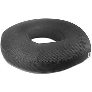 KMINA - Donut Zitkussen (42,5x42,5x9 cm), Anti-decubitus Kussen, Kussen voor Aambeien Reliëf, Donut Kussen voor Rolstoel, Kussen voor Stuitje Pijn, Memory Foam Zitkussen, Ademende Cover 3D Stof.