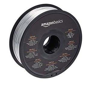 Amazon Basics 3D-printerfilament, PLA, 1,75 mm, spoel van 1 kg, zijdeachtig zilver