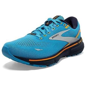 Brooks Ghost 15 GTX waterdichte neutrale hardloopschoen voor heren, Blauw/Peacoat/Oranje, 42.5 EU