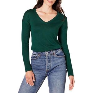 Amazon Essentials Women's Lichtgewicht tuniektrui met lange mouwen en V-hals (verkrijgbaar in grote maten), Donkergroen, M