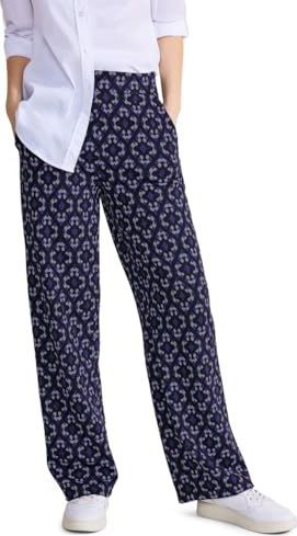 Street One Dames Straight Leg HW Jacquard Glitter, blauw (deep blue), 36W x 30L