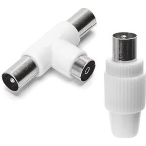 TV-antennestekker, 2 stuks, 2 stekkers, wit, voor het aansluiten en ter verbetering van het tv-signaal.