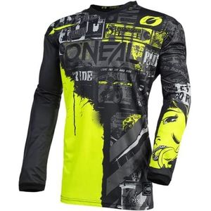O'NEAL | motorcross jersey lange mouw | MX Enduro | gewatteerde elleboogbescherming, V-hals, ademend | ELEMENT Jersey RIDE voor mannen | Volwassen | Zwart/neon geel | Maat S