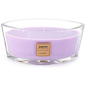 Pajoma geurkaars lavendel, 500 g, in glas met houten deksel, Premium Edition, voor ongeveer 45 uur