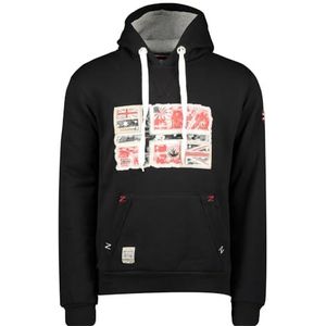 Geographical Norway Gpepe2 Heren hoodie kangoeroezak sweatshirt logo pullover capuchon warme lange mouwen heren lente zomer herfst winter (zwart XL), Zwart, XL