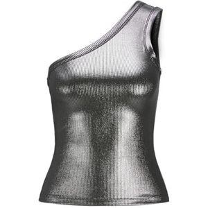 JACK & JONES JXFUNDA STR ONE Shoulder Shine TOP JRS, zilver, M