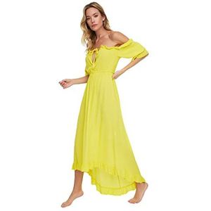 Trendyol Dames kraag strandjurk jurk, geel, 34
