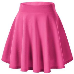 Urban CoCo Basic veelzijdige rekbare uitlopende casual mini-skaterrok voor dames, Roos, XXL