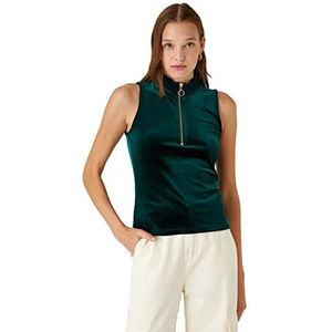 Koton Turtleneck Tanktop voor dames, met ritssluiting, groen (750), L