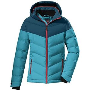 killtec meisjes Gewatteerd jack/jack in donslook met afritsbare capuchon en sneeuwvanger KSW 157 GRLS SKI QLTD JCKT, turquoise, 128, 38489-000