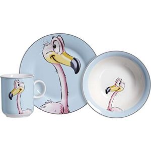 Ritzenhoff & Breker Kindergeschirr-Set Kinderserviesset Happy Zoo, Flo, 3-delig,flamingo