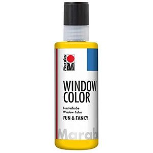 Marabu 04060004019 - Window Color fun & fancy, transparante verf op waterbasis, verwijderbaar op gladde oppervlakken zoals glas, spiegels, tegels en folie, 80 ml, geel