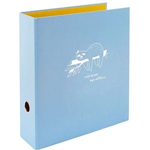 goldbuch 33 129 mappen brutaal & vrij lichtblauw, motief luiaard, ordner, afmetingen 28,5 x 32 x 8 cm, omslag van kunstdruk met wit reliëf, nietmachine met hefboommechanisme, mappen blauw