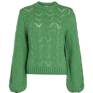 Vila VISULTAN gebreide trui met ronde hals L/S TOP-NOOS voor dames, kelly green/detail: melange, XXL, Kelly Green/Detail: gemêleerd, XXL