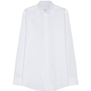 Seidensticker Modern overhemd met lange mouwen en button-down kraag soft uni smart business overhemd heren, Wit (Weiss 1), 45