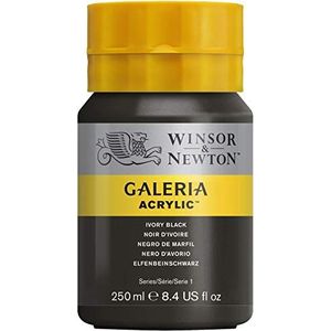 Winsor & Newton 2137331 Galeria acrylverf, hoge pigmentatie, lichtecht en verouderingsbestendig, romige vloeiende consistentie - 250ml Pot, Ivory Black