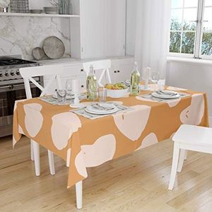 Bonamaison Tafelkleed, Anti-Mold, Sneldrogend, Waterdicht, 100% Polyester Tafellaken, Oranje, gebroken wit, 140 x 160 Cm - Ontworpen en Vervaardigd in Turkije
