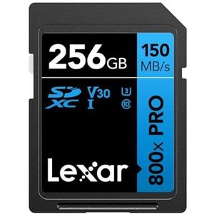 Lexar High-Performance 800x PRO SD Kaart 256 GB, SDXC UHS-I Kaart tot 150 MB/s Lezen, V30/U3/C10 SD Geheugenkaart voor Point-and-shoot, Mid-range DSLR-camera's en HD-camcorders Camera
