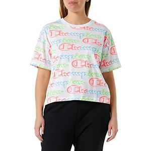 Champion Legacy Color Ground All-Over Croptop S/S T-shirt, wit, XS voor dames