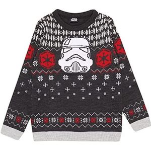Star Wars Weihnachtssturmtropfhelm Gebreide trui, Meisjes, 116-182, Holzkohle, Officiële Koopwaar