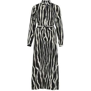 VILA - VISUSIE - Jurk - Zwart/Wit - Lange Mouw - Maxi Lengte