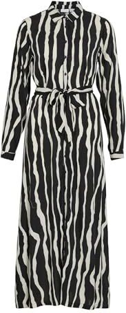 VILA - VISUSIE - Jurk - Zwart/Wit - Lange Mouw - Maxi Lengte
