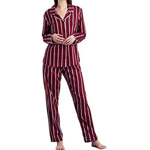 Seidensticker dames pyjama lang set pijama dames, Donker rood, 42