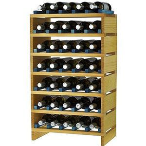 Expovinalia EX2735 wijnrek stapelbaar voor 35 flessen, grenen en blauw, 49 x 32 x 70 cm