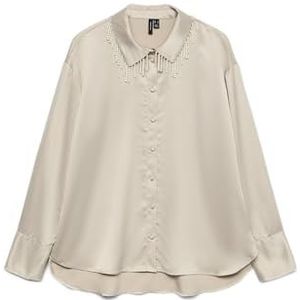 Vmmerle Pearl Ls Shirt WVN Ga, Pumice Stone, M