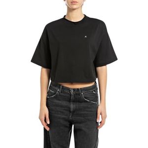Replay Cropped T-shirt voor dames, 098 Black, XXS