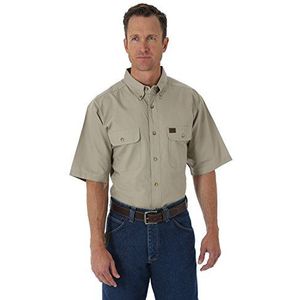 Wrangler Men's Riggs Workwear Ripstop Work Shirt, Khaki, XX-Large