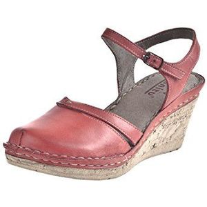 Manitu 920206 dames slingback sandalen met sleehak, rood, 36 EU