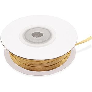 Goldband 3 mm, dubbel satijn, rol, gesatineerd lint voor gastgeschenken, bruiloft, doop, communie, vormsel, Kerstmis, 50 m