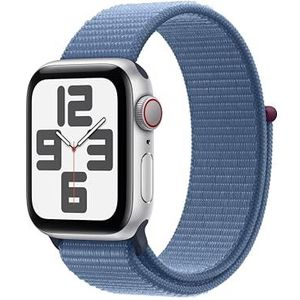 Apple Watch SE (2e generatie, 2023) (GPS + Cellular 40 mm) Smartwatch - Kast van zilverkleurig aluminium - Winterblauw geweven sportbandje. Conditie en slaap bijhouden, ongelukdetectie, CO₂-neutraal