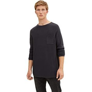 TOM TAILOR Denim Uomini Gebreide trui met borstzak 1033631, 29476 - Coal Grey, S
