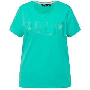 Ulla Popken, Dames grote maten, T-shirt met opschrift, regular, turquoisegroen, 46/48 NL
