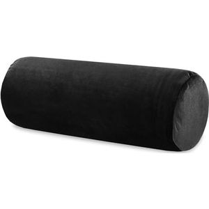 Nekrol met hoes Yoga Bolster Kniekussen Positioneringsrol 40x15 cm - Nekkkussen Kussenrol Yogabolster Kniekussen Sierkussen en klein kussen lange rol Velvet Zwart