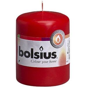 Bolsius Soepele stompkaarsen - rood - pak van 10-8 cm - decoratieve huishoudelijke kaarsen - lengte brandtijd 17 uur - ongeparfumeerd