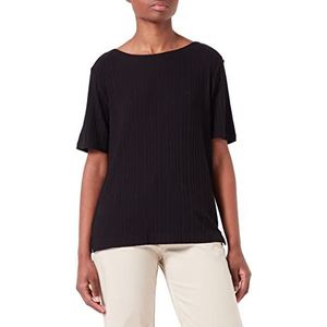 TOM TAILOR Dames T-shirt met geribbelde structuur, 14482 - Deep Black, XXL