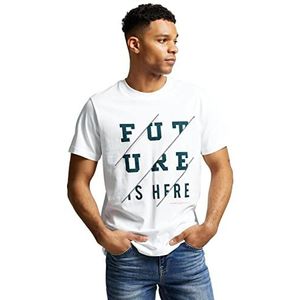 Street One MEN Heren shirt met korte mouwen bedrukt, wit, XXL